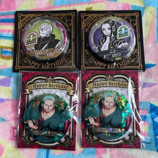 One Piece Birthday Badges - Zoro and Robin