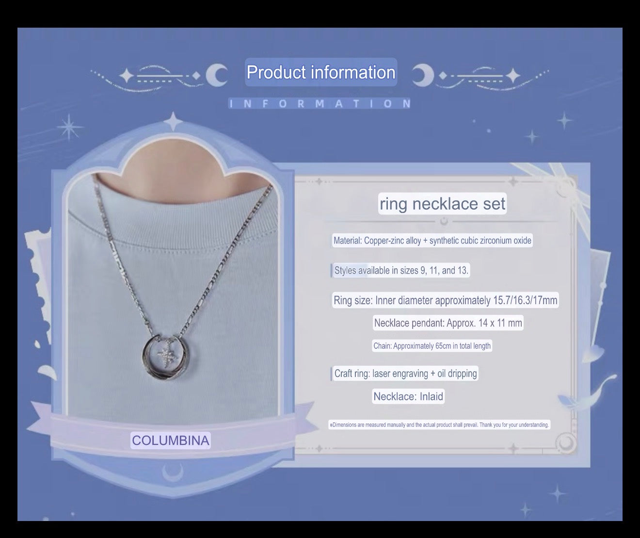PREORDER - Genshin Impact Columbina Fashion series Ring and necklace set - February 2027