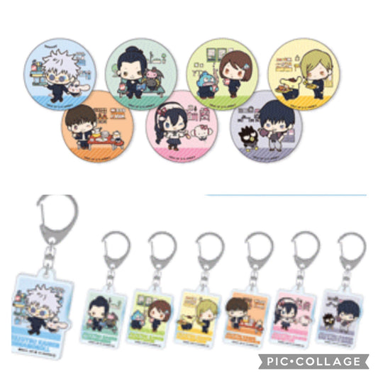 Jujutsu Kaisen x Sanrio Badges and Keychains