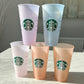 Starbucks Colour Changing Plastic Cups with rainbow color straws